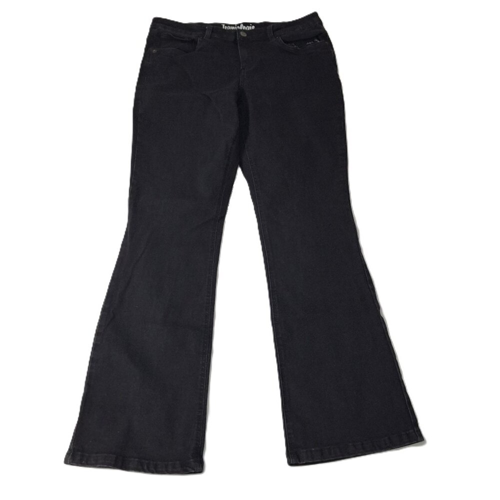 Jeaniologie Womens Bootcut Mid Rise Jeans Size 12 Black Wash Vintage